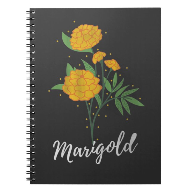 October birthday gift marigold flower vintage notebook (Front)