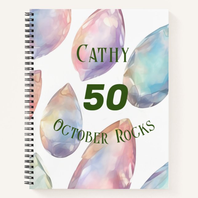 October Birthday or Anniversary Custom Name Notebook (Front)