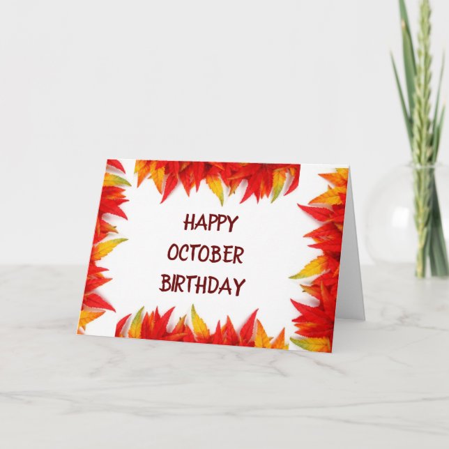 **OCTOBER BIRTHDAY WISHES** BEAUTIFUL AS FALL CARD (Front)