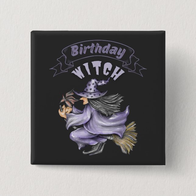 October Birthday Witch Spooky Halloween  15 Cm Square Badge (Front)