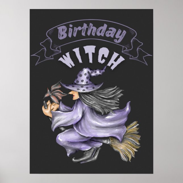October Birthday Witch Spooky Halloween  Poster (Front)