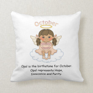 October Birthstone Angel Brunette Cushion