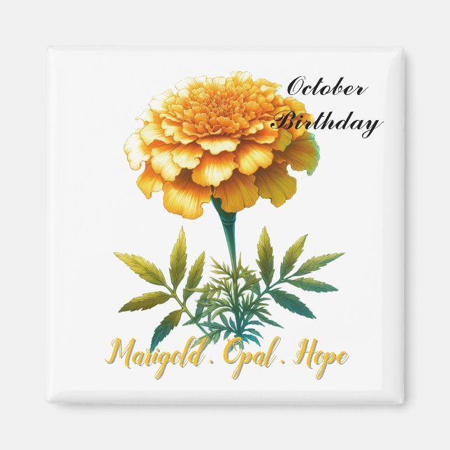 October Birthstone Opal Marigold Flower  Magnet (Front)