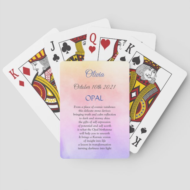 October Birthstone Opal Poem Playing Cards (Back)