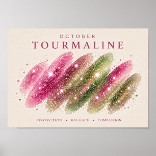 October Birthstone Tourmaline Art A4 Poster