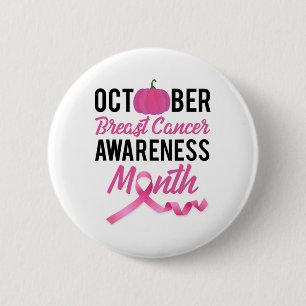October Breast Cancer Awareness Month With Cute Pi 6 Cm Round Badge