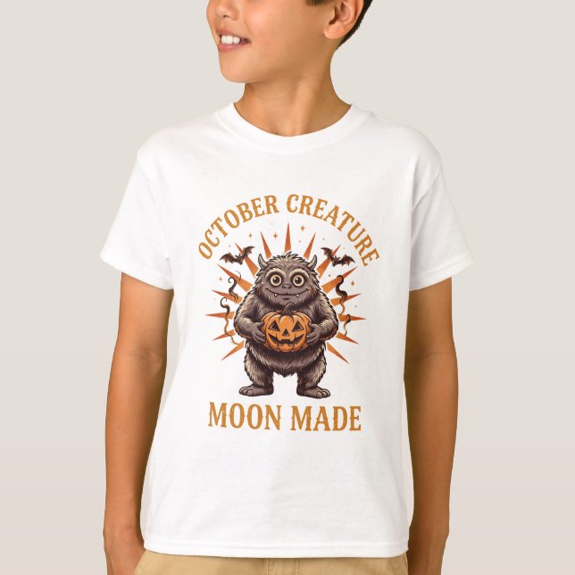 October Creature Cute Halloween Monster T-Shirt (Front)