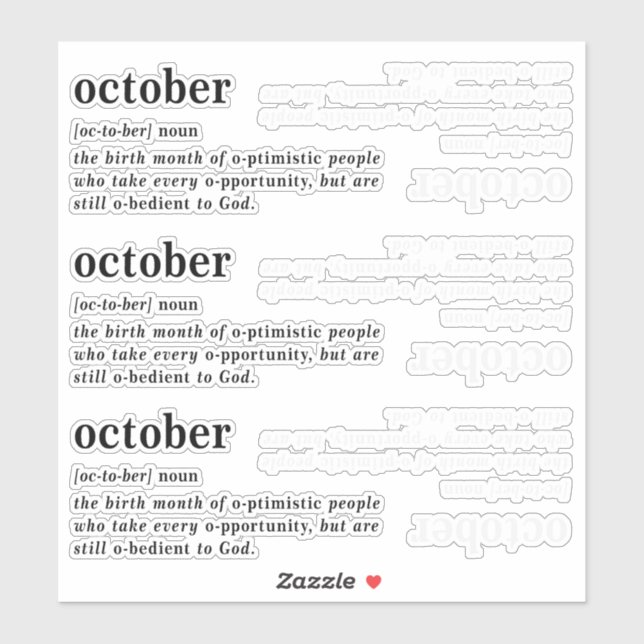 October Definition Birthday (Sheet)