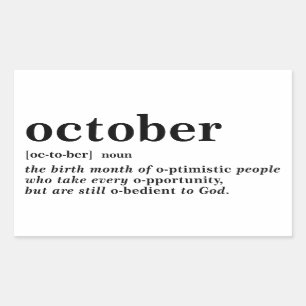 October Definition Rectangular Sticker