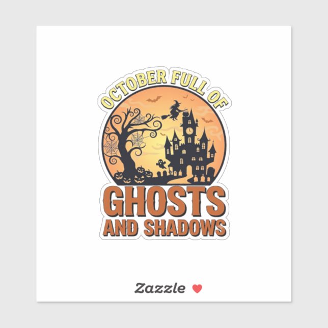 October Full Ghosts Shadows Haunted House Witch Ha (Sheet)