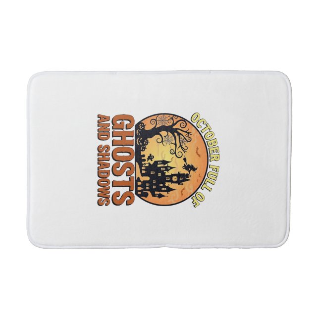 October Full Ghosts Shadows Haunted House Witch Ha Bath Mat (Front)
