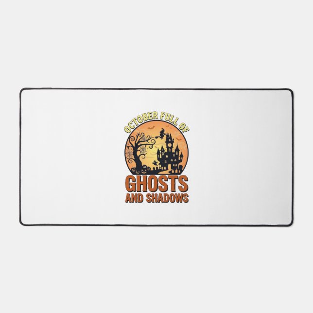 October Full Ghosts Shadows Haunted House Witch Ha Desk Mat (Front)
