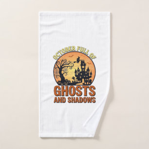 October Full Ghosts Shadows Haunted House Witch Ha Hand Towel