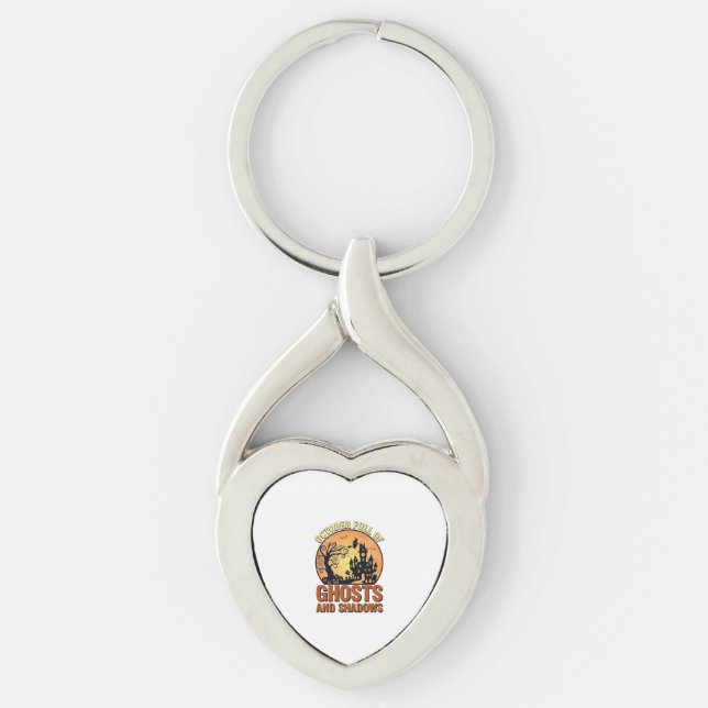 October Full Ghosts Shadows Haunted House Witch Ha Key Ring (Front)