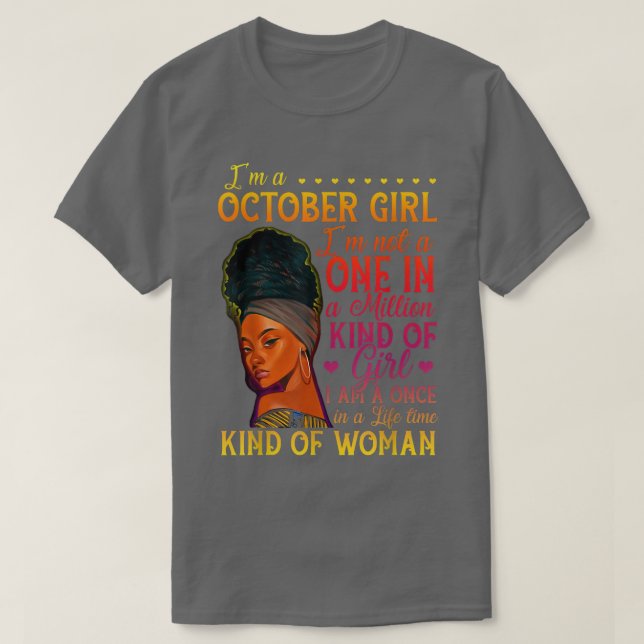 October Girl Birthday Melanin Black Afo Queen June T-Shirt (Design Front)