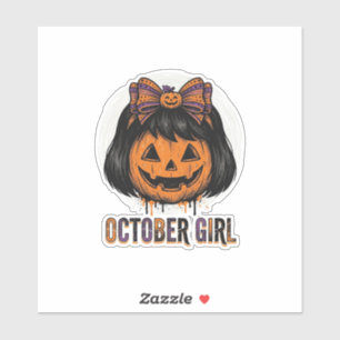 October Girl Pumpkin Bow Halloween Vector Design_1
