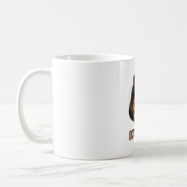 October Girl Pumpkin Bow Halloween Vector Design_1 Coffee Mug (Left)
