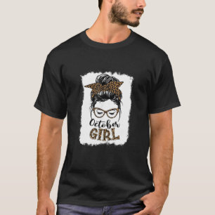 October Girl Woman Face Wink Eyes Lady Face Birthd T-Shirt