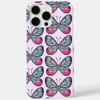 October Glasswing Pink Butterfly Pattern iPhone 16 Pro Max Case
