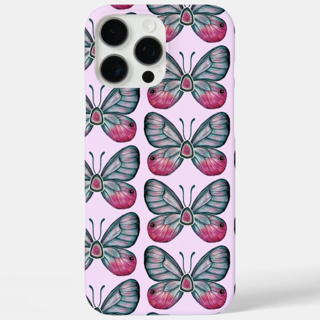 October Glasswing Pink Butterfly Pattern Case-Mate iPhone Case (Back)