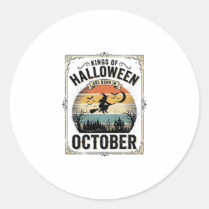 October Halloween Birthday Vintage Witch Shirt Des Classic Round Sticker