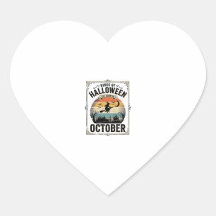 October Halloween Birthday Vintage Witch Shirt Des Heart Sticker