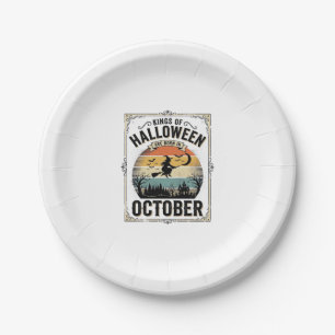 October Halloween Birthday Vintage Witch Shirt Des Paper Plate
