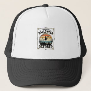 October Halloween Birthday Vintage Witch Shirt Des Trucker Hat