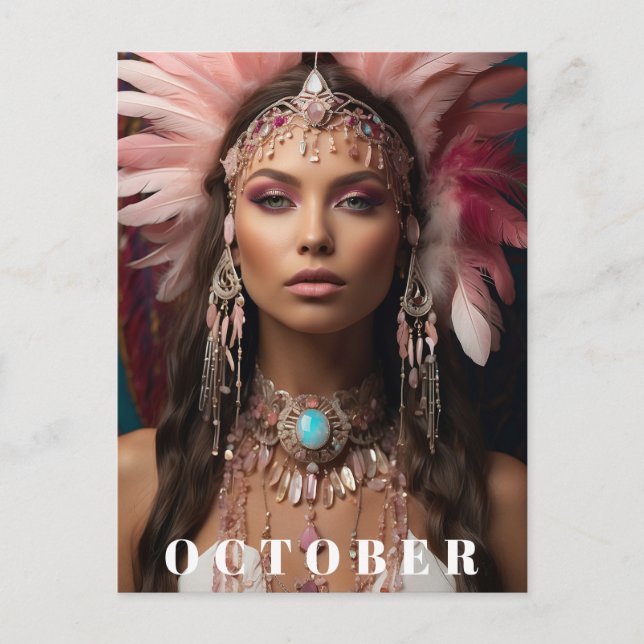 *~ OCTOBER Headdress Woman Goddess  OPAL AP53 Postcard (Front)