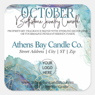 October Hidden Jewellery Candle Product Label