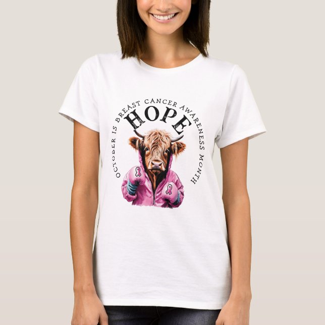 October is Breast Cancer Awareness Cow Hope T-Shirt (Front)