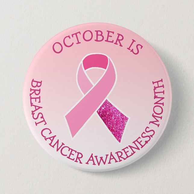 October is Breast Cancer Awareness Month 7.5 Cm Round Badge (Front)