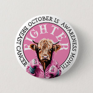 October is Breast Cancer Pink Fighter 6 Cm Round Badge