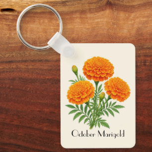 October Marigold Flowers  Key Ring