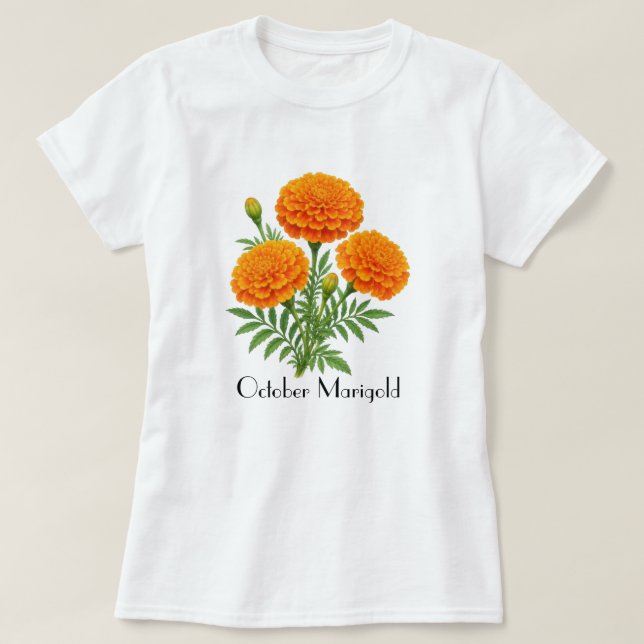 October Marigold Flowers T-Shirt (Design Front)