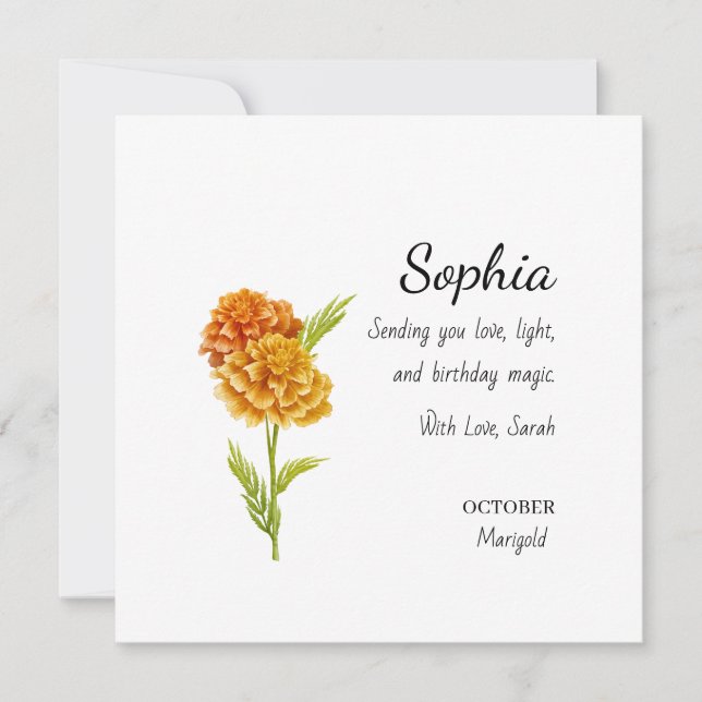 October Marigold Personalized Birthday Card (Front)