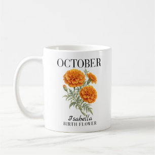 October Marigold Watercolor Birth Flower Coffee Mug