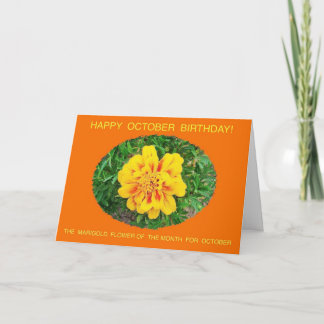 October, Month, Flower Specific Happy Birthday Car Card