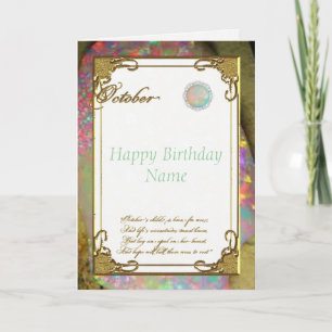 October Opal Birthstone Birthday Card