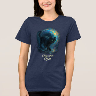 October Opal – Black Cat & Iridescent Portal Tri-Blend Shirt