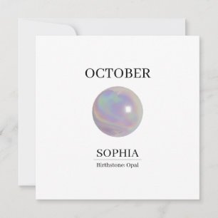 October Opal Personalised Birthday Card