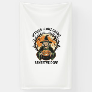 October Orange Shirt Vintage Witch Pumpkin Awarene Banner