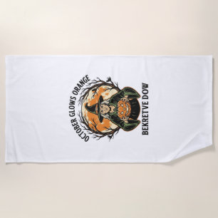 October Orange Shirt Vintage Witch Pumpkin Awarene Beach Towel