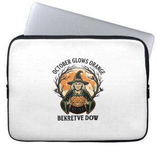 October Orange Shirt Vintage Witch Pumpkin Awarene Laptop Sleeve