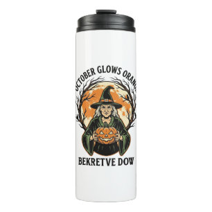 October Orange Shirt Vintage Witch Pumpkin Awarene Thermal Tumbler
