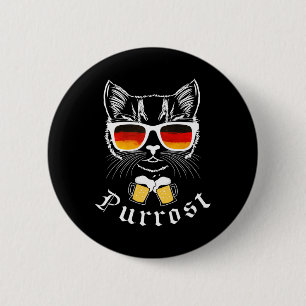 October Party T Shirt Funny Prost Pun Purrost Cat 6 Cm Round Badge