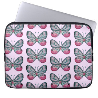 October Pink Glasswing Butterfly Pattern Design Laptop Sleeve