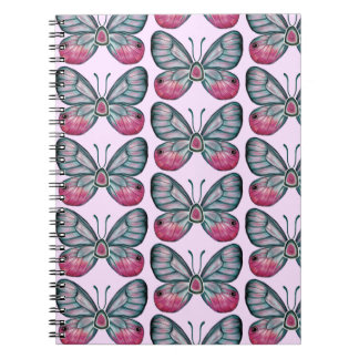 October Pink Glasswing Butterfly Pattern Design Notebook