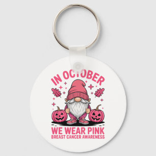 October Pink Gnome Halloween Breast Cancer Support Key Ring