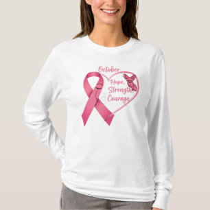 October Pink Ribbon Heart – Hope, Strength & Coura T-Shirt